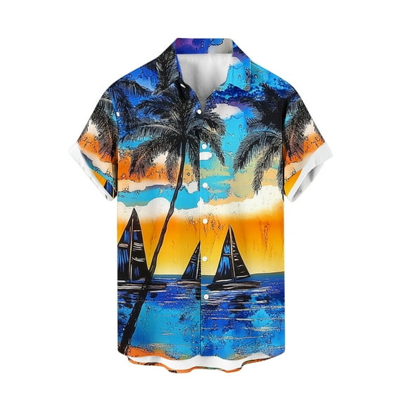 Jamicy Mens Short Sleeve Shirts Summer Wear 2025 Hawaiian Shirts for Men Loose Short Sleeve Mens Beach Shirts Resort Casual Shirts