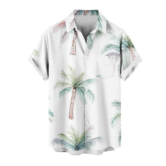 Jamicy Mens Short Sleeve Tops Gift for Men Men's Hawaiian Shirts Short Sleeve Casual Floral Button Down Tropical Shirt Summer Holiday Beach Aloha Hawaii Shirt