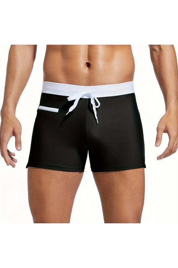 Mens Swim Trunks Hot Spring Wear Men Casual High Stretch Swim Men's Fitted Shorts Bodybuilding Workout Gym Running Tight Lifting Shorts