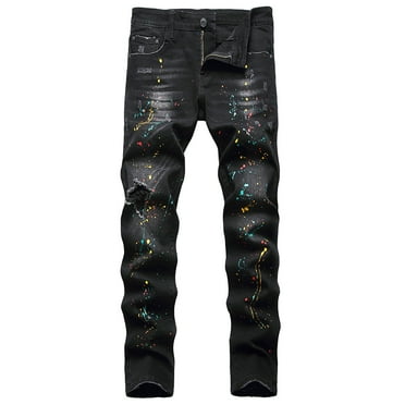 Jamicy Mens Trousers&nbsp;with Pockets Clearance Savings Ripped Distressed Skinny Fit Fashion Slim Washed Kids Denim Jeans Pants