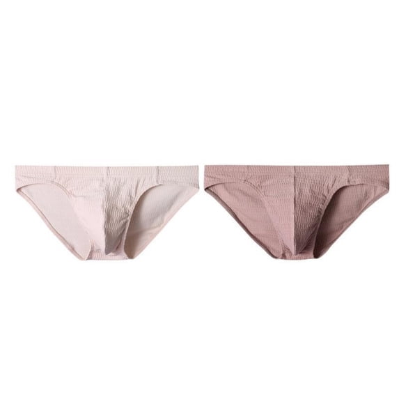 Jamicy Mens Underpants Pack Gift for Boyfriend 2pc Men Casual Solid Color Breathable Low Waist Underwear Briefs Men's Ice Silk Triangle Panties Solid Color Briefs