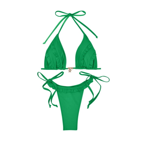 Jamicy Modest Swimwear for Women Gift for Women Mini Bikini Sets 2pcs Swimwear G-String Bottom Swimsuit Micro Bikinis for Women