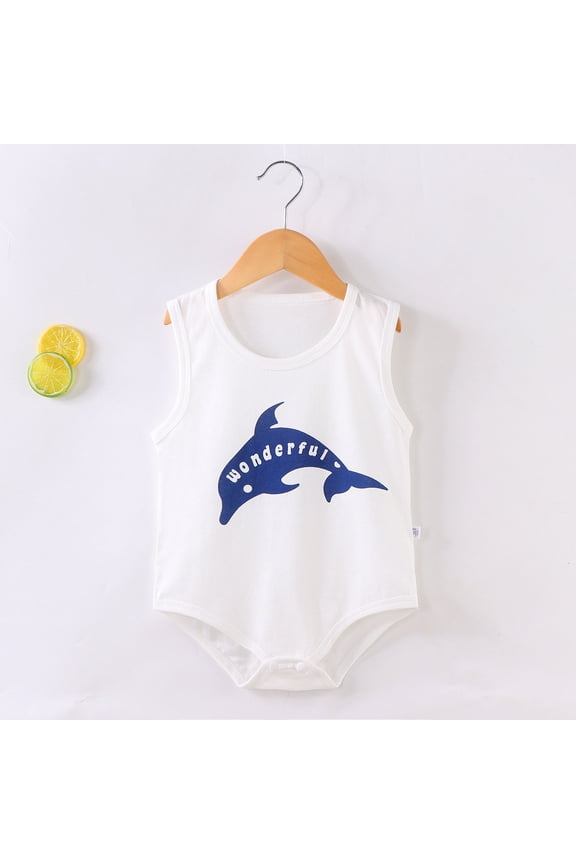 Onesie Pajamas Rompers Unisex Babies' Cotton Bodysuit Sleeveless Cute Print Romper With Snap Closure