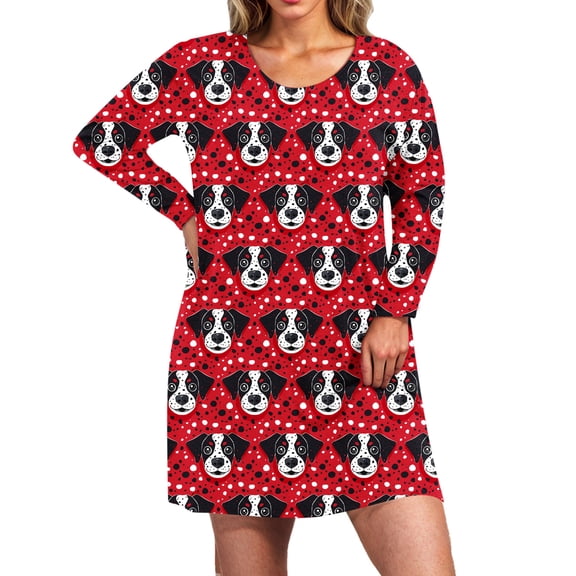 Jamicy Pajama Dress for Women Valentine's Day Gifts for Wives Plus Womens Nightgown Comfy Long Sleeve Nightshirt Soft Sleepwear Nightdress for Women Plu Size