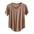 thumbnail image 1 of Jamicy Pajama Tops for Women Plus Size Home Wear Soft Casual Blouse for Women Short Sleeve Round Neck Crop Top Pajamas for Women, 1 of 3