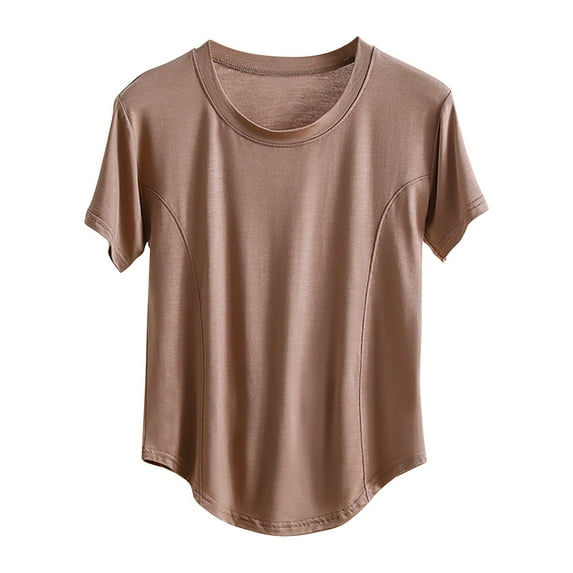 Jamicy Pajama Tops for Women Plus Size Home Wear Soft Casual Blouse for Women Short Sleeve Round Neck Crop Top Pajamas for Women