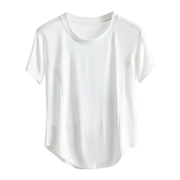 Jamicy Pajama Tops for Women Plus Size Home Wear Soft Casual Blouse for Women Short Sleeve Round Neck Crop Top Pajamas for Women