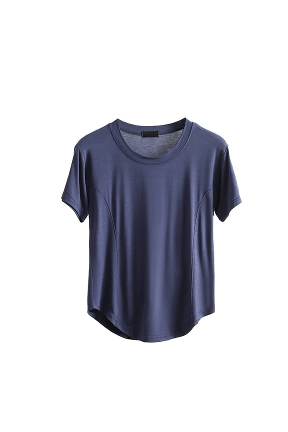 Pajama Tops for Women Plus Size Home Wear Soft Casual Blouse for Women Short Sleeve Round Neck Crop Top Pajamas for Women