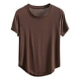 thumbnail image 1 of Jamicy Pajama Tops for Women Plus Size Home Wear Soft Casual Blouse for Women Short Sleeve Round Neck Crop Top Pajamas for Women, 1 of 3