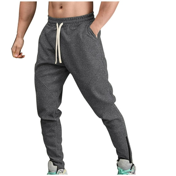 Jamicy Pants for Men Trendy Mens Heavyweight Fleece Tapered Jogger Sweatpants with Zipper Ankle Casual Slim Fit Gym Sport Running Workout Athletic Pants