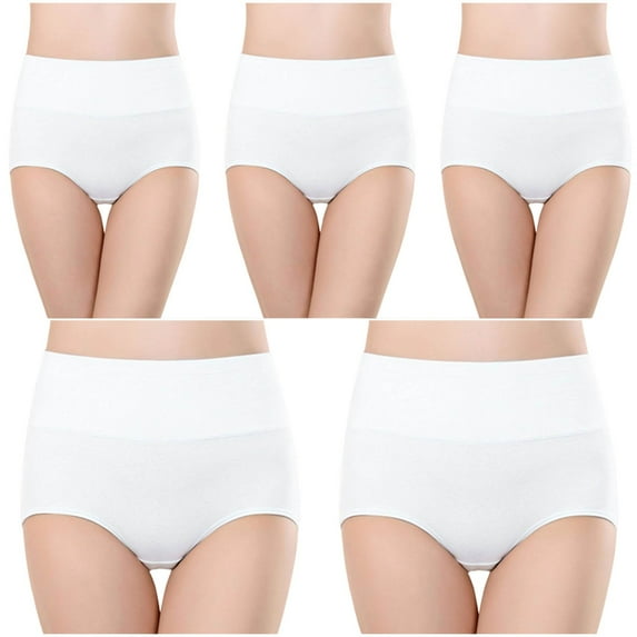 Jamicy Plus Size Panties for Women Women's Cotton Underwear High Waisted Ladies Panties Full Coverage Briefs 5 Pack