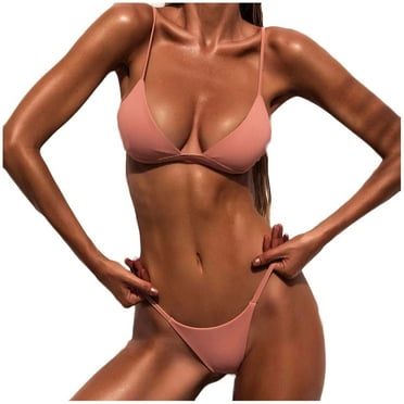 Jamicy Sales Clearance Thong Bikini for Women Underwire Bikini Top Push Up Low Waist Bikini Bottom Triangle Bikini for Ladies