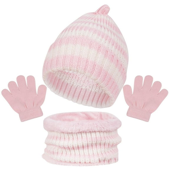 Jamicy Scarves, Hats and Gloves for Kids for 1-6 Years Kids Winter Knit Hat Scarf Gloves 3pc Set Children Knitted Bonnet Gloves Neck Warmer Set Warm Accessories for BoY & Girls