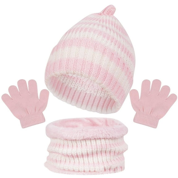 Jamicy Scarves, Hats and Gloves for Kids for 1-6 Years Kids Winter Knit Hat Scarf Gloves 3pc Set Children Knitted Bonnet Gloves Neck Warmer Set Warm Accessories for BoY & Girls