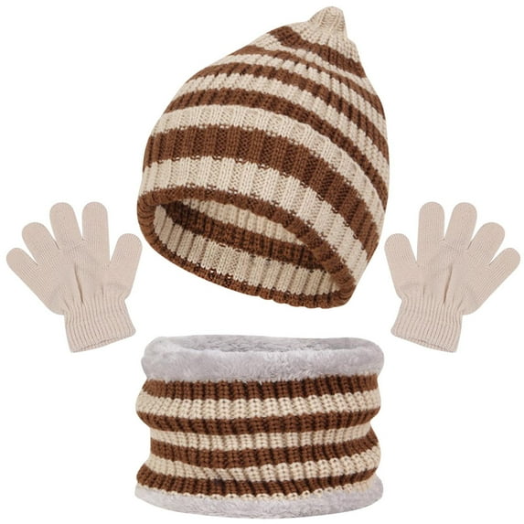 Jamicy Scarves, Hats and Gloves for Kids for 1-6 Years Kids Winter Knit Hat Scarf Gloves 3pc Set Children Knitted Bonnet Gloves Neck Warmer Set Warm Accessories for BoY & Girls