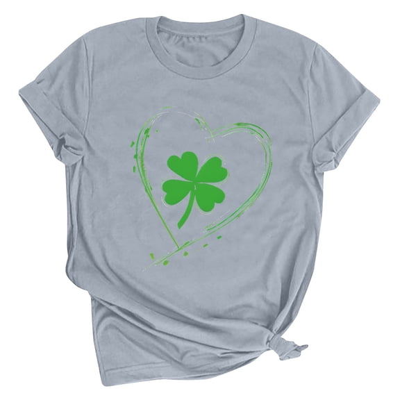 Lopecy-Sta Short Sleeve Tops for Women Summer St. Patrick's Day Fashion T-Shirt for Women Lucky Fashion Soft Shirt Cute Shamrock Graphic Short Sleeve Tees Tops