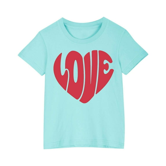 Jamicy Short Sleeve Tops for Kids 2025 New Summer Wear Love Heart Shirts for Kids Cute Valentines Blouse White Valentine Short Sleeve Tee Tops