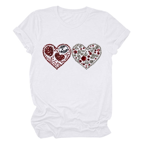 Lopecy-Sta Short Sleeve Tops for Women Valentine's Day Fashion Womens Valentine's Day Graphic Tees Short Sleeve Heart Printed Shirts Blouse Tops