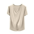 thumbnail image 1 of Jamicy Sleep Blouse for Women Plus Cropped Loose Simple Solid Color V-Neck Short Sleeve Pajama Top Women's Sleepwear, 1 of 6