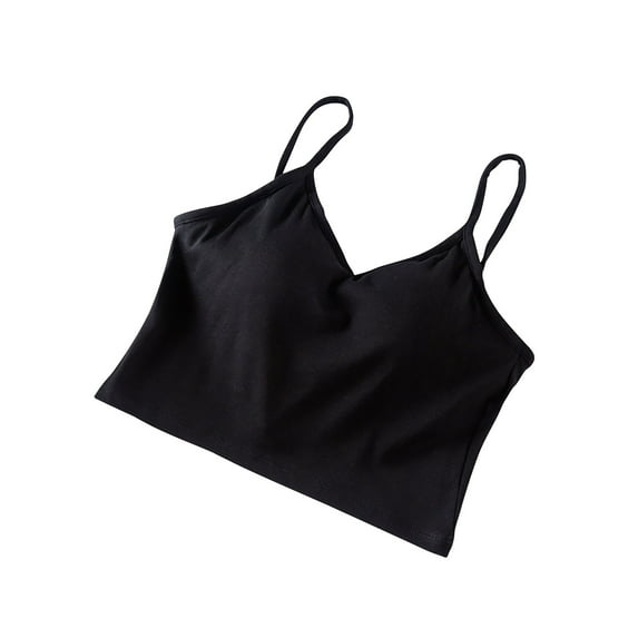 Jamicy Sleep Tops for Women Cropped Solid Color Underwear Pajamas Wear to Out Women's Loungewear with Adjustable Chest Pads Women's Camisole