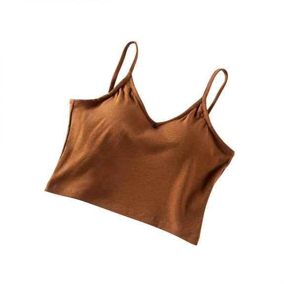 Jamicy Sleep Tops for Women Cropped Solid Color Underwear Pajamas Wear to Out Women's Loungewear with Adjustable Chest Pads Women's Camisole