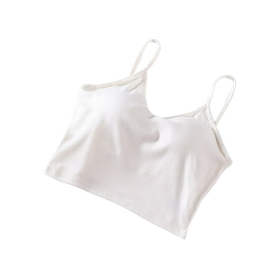 Jamicy Sleep Tops for Women Cropped Solid Color Underwear Pajamas Wear to Out Women's Loungewear with Adjustable Chest Pads Women's Camisole