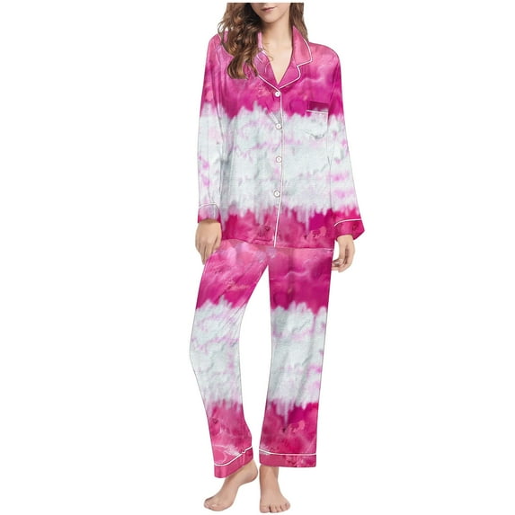 Jamicy Sleepwear for Teen Girls Christmas Day Gifts for Women Pajama Set Cute Long Sleeve Sleepwear Printed Nightwear Soft Pjs Lounge Sets With Pockets Two Piece Outfits