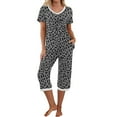 thumbnail image 1 of Jamicy Sleepwear for Women Gift for Women Women's Pajama Set Short Sleeve Shirt and Capri Pants Sleepwear Pjs Sets with Pockets, 1 of 9