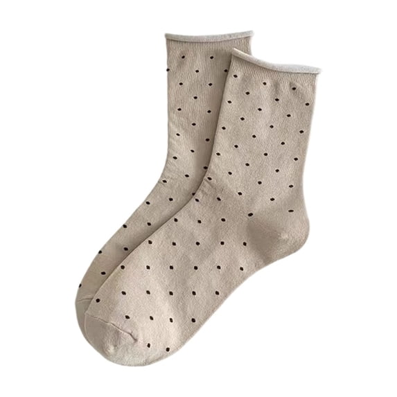 Jamicy Socks for Women Polka Dots Crew Socks Rolled Top Comfy Breathable Cute Socks Soft Lightweight Ankle Dress Socks