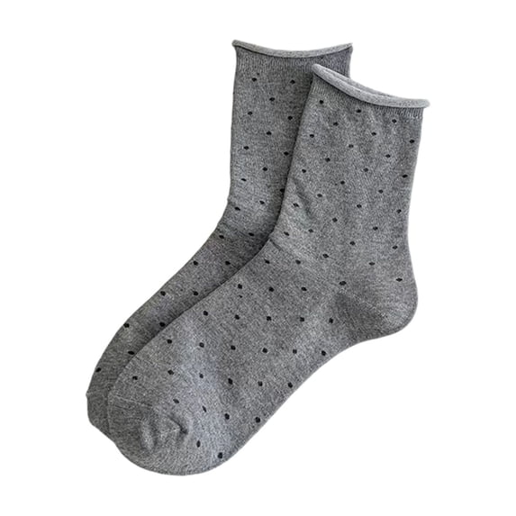 Jamicy Socks for Women Polka Dots Crew Socks Rolled Top Comfy Breathable Cute Socks Soft Lightweight Ankle Dress Socks