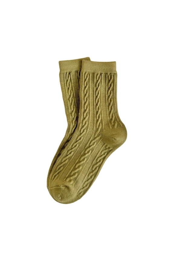 Socks for Women Winter Boot Socks, Vintage Striped Cable Knit, Cozy Warm & Soft Fleece Mid-Calf Socks