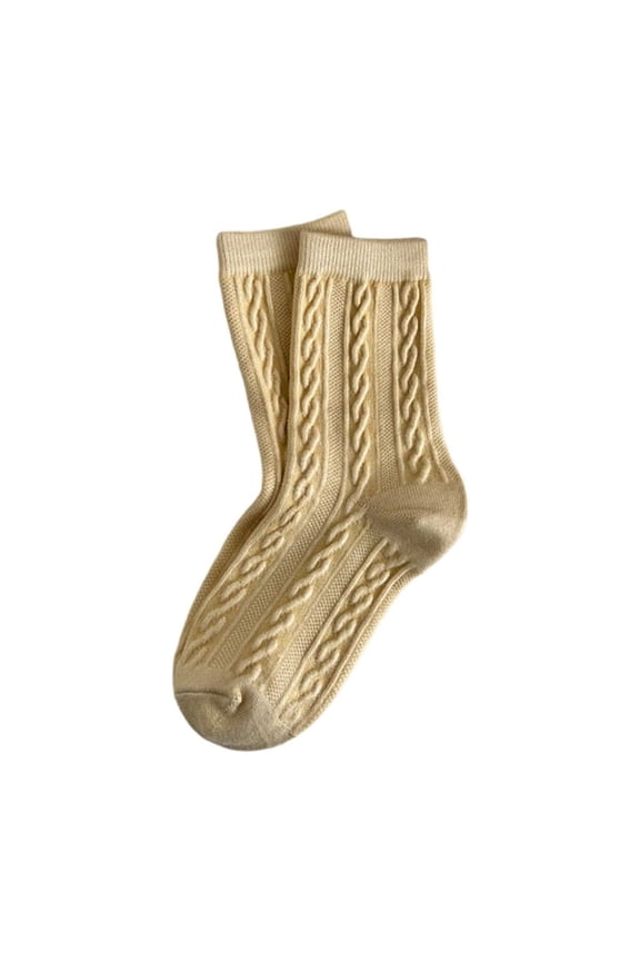 Socks for Women Winter Boot Socks, Vintage Striped Cable Knit, Cozy Warm & Soft Fleece Mid-Calf Socks