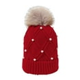 thumbnail image 1 of Jamicy Soft Hat for Women Beanie with Pom Pom Winter Hats for Women Fashionable with Pearls, Warm Knit Skull Caps for Women, 1 of 4