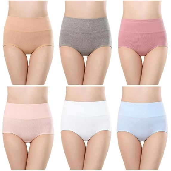 Jamicy Soft Panties for Women Deals Clearance Women's Cotton Underwear High Waisted Ladies Panties Full Coverage Briefs 6 Pack