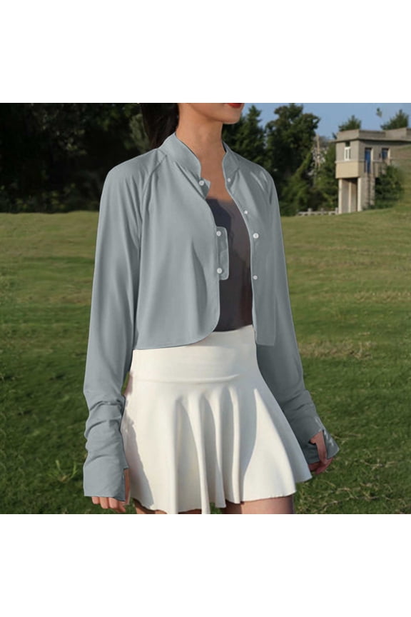 Summer Cardigan for Women Cooling Sun Cardigan Jacket Uv Protection Cooler Sun Protection Arm Sleeves with Finger Hole