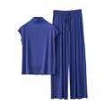 thumbnail image 1 of Lopecy-Sta Summer Pajamas for Women Summer Home Wear Cooling Pajamas Matching Summer Sets Loose Solid Color High Neck Sleeveless T-Shirt Lounge Set Women, 1 of 3
