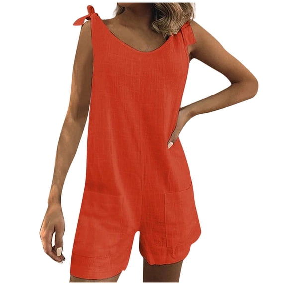 Jamicy Summer Rompers for Women 2025 Gift for Wives Women's Summer Sleeveless Overall Loose Jumpsuit Beach Romper Travel Vacation Outfits with Pockets