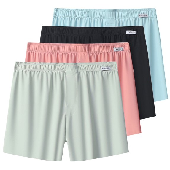 Lopecy-Sta Summer Shorts for Men Father's Day Gift 4pc Fashion Solid Color Lounge Shorts Breathable Soft Lightweight Simple Active Shorts Sleep Bottoms