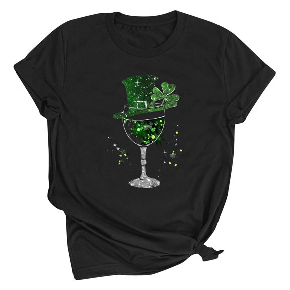Lopecy-Sta Summer Tops for Women Gift for Women T-Shirt for Women Lucky Fashion Soft Shirt Cute Shamrock Graphic Short Sleeve Tees Tops