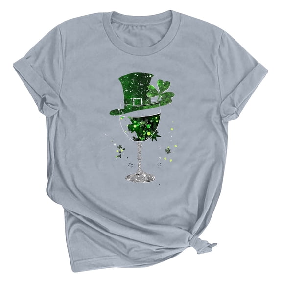 Lopecy-Sta Summer Tops for Women Gift for Women T-Shirt for Women Lucky Fashion Soft Shirt Cute Shamrock Graphic Short Sleeve Tees Tops