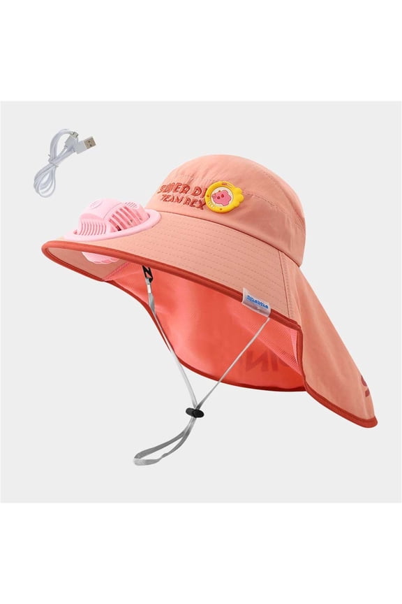 Sun Hat for Kids Solar/USB Charging Fan Hat Wide Brim Bucket Fisherman Hat With Neck Flap Uv Protection Cooling Fan Cap for Boys Girls