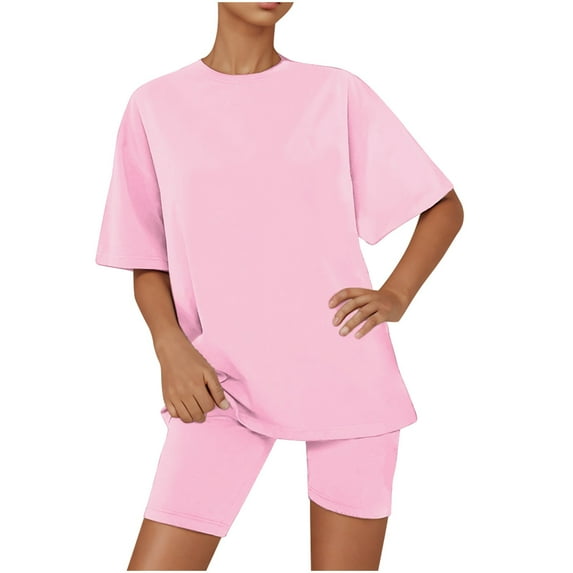 Jamicy Super Soft Pajamas for Women Casual Home Wear Solid Color Round Neck Summer Short Sleeve Top with Shorts Comfortable Woemn's Pajamas Set