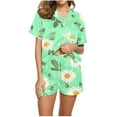 thumbnail image 1 of Jamicy Super Soft Pajamas for Women Fashion Casual Printed Short Sleeve Lapel Top with Shorts Loose Comfortable Home Pajama Set, 1 of 4