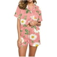 thumbnail image 1 of Jamicy Super Soft Pajamas for Women Fashion Casual Printed Short Sleeve Lapel Top with Shorts Loose Comfortable Home Pajama Set, 1 of 4