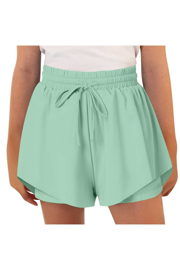 Sweat Shorts for Kids for 6-15 Years Kids Girls Butterfly Shorts with Pockets Athletic Flowy Preppy Clothes Running Tennis Dance Shorts Teen Girls