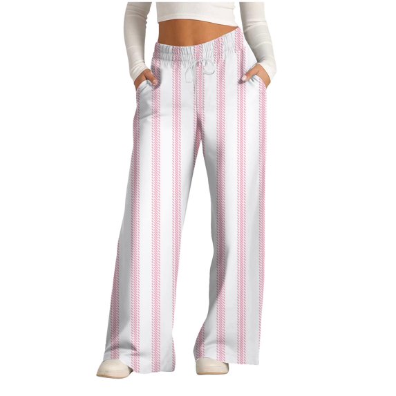 Jamicy Sweatpants Women Wide Leg Wide Leg Pajama Pants Plaid Stretch Loose Comfy Lounge Pants Drawstring Sleep Bottoms with Pockets