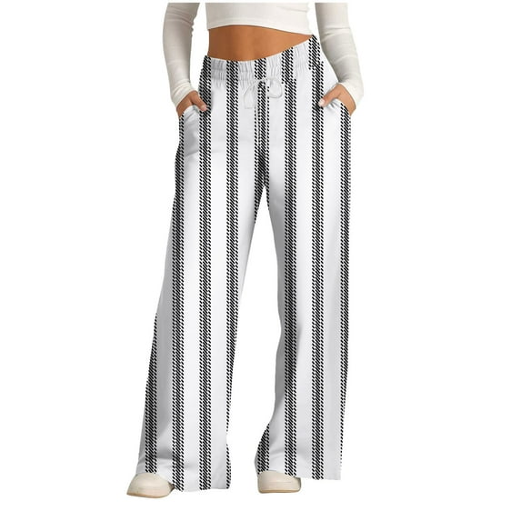 Jamicy Sweatpants Women Wide Leg Clearance Sales Wide Leg Pajama Pants Plaid Stretch Loose Comfy Lounge Pants Drawstring Sleep Bottoms With Pockets