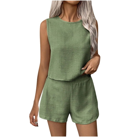 Jamicy Sweatsuits for Women Gift for Girlfriend Two Piece Sets for Women Crewneck Crop Tank Tops and Shorts Matching Sets Casual Lounge Set Summer Vacation Outfits