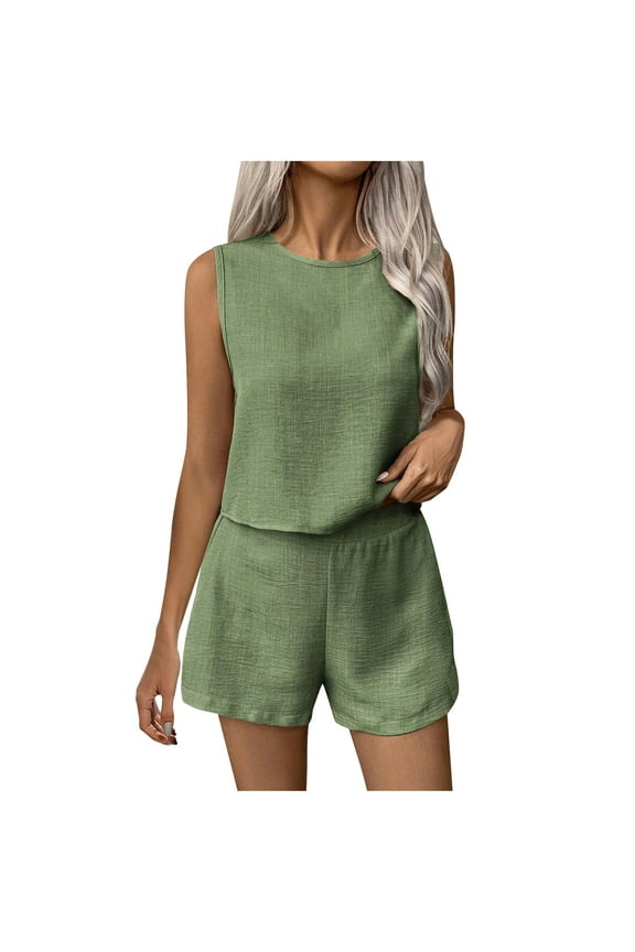 Sweatsuits for Women Gift for Girlfriend Two Piece Sets for Women Crewneck Crop Tank Tops and Shorts Matching Sets Casual Lounge Set Summer Vacation Outfits