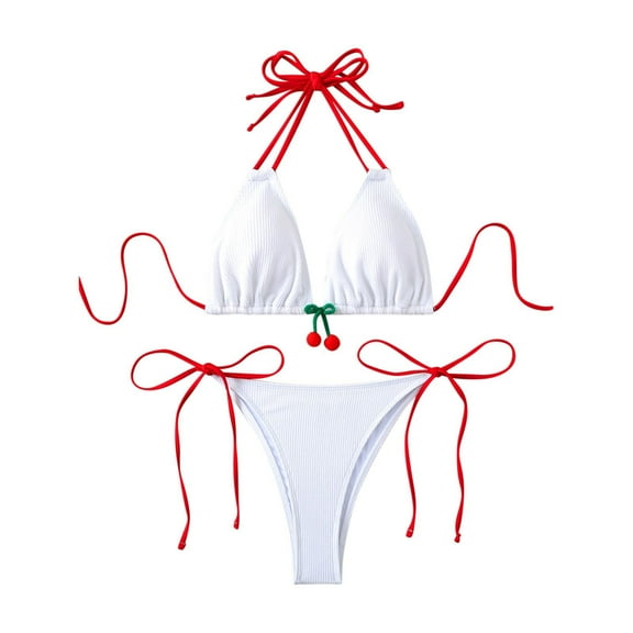 Jamicy Swimsuits for Curvy Women Beachwear for Women Halter Bikini Set Triangle Top Thong Bikini Swimsuits Two Piece Bathing Suit